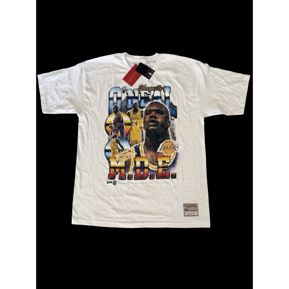 NWT Mitchell & Ness Lakers Shaquille O'Neal T-shirt‎ Sz XL Commemorative Collage